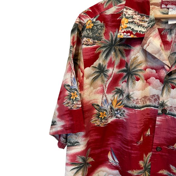 Vintage RJC Hawaiian Shirt Button Up Short Sleeve Magnum PI Palm Trees Floral - Picture 4 of 16